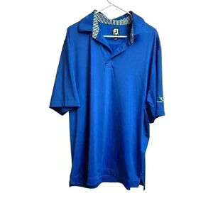 FootJoy FJ Golf Polo Shirt Large Performance Blue With Embroidery on Sleeve
